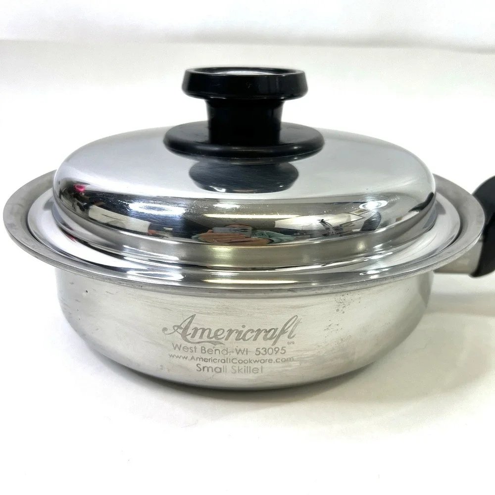 Americraft Small‎ Skillet With Lid Waterless Stainless Steel West Bend WI USA